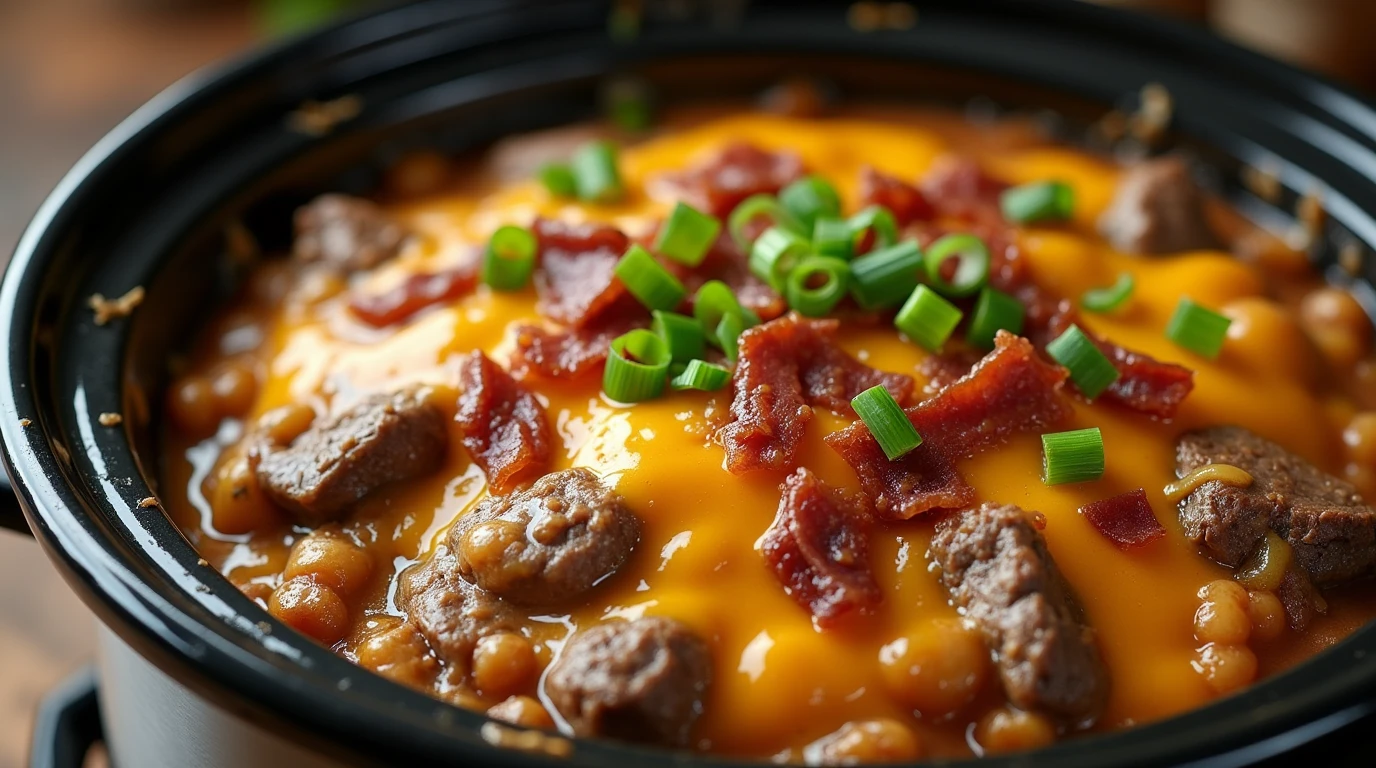 Crockpot Loaded Steak & Potato Bake